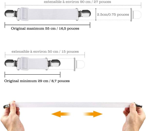 8 stk. (60 cm til 200 cm) Justerbar Lakenspenner, Hold Down