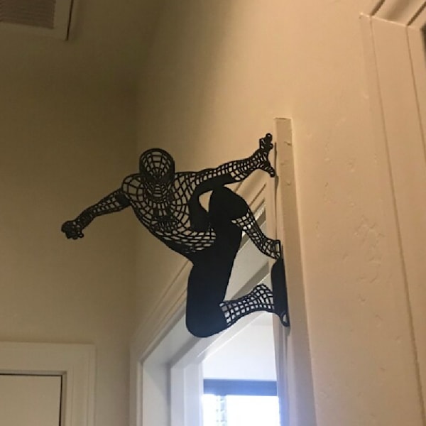 Spider tema metall väggkonst spindel rum dekor för pojkar, svart väggkonst barnkammare dekor, su