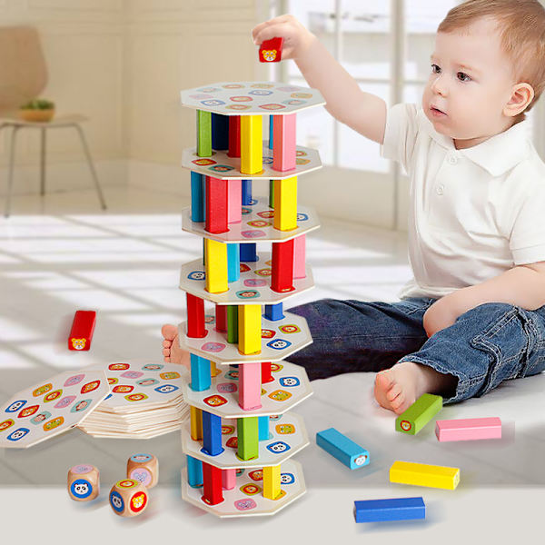 54 osaa Lasten Puinen Luova Jenga Rakennuspalikat, Varhaiskasvatus Pinottavat Tornit, Kerrostettu Jenga Opettavainen C