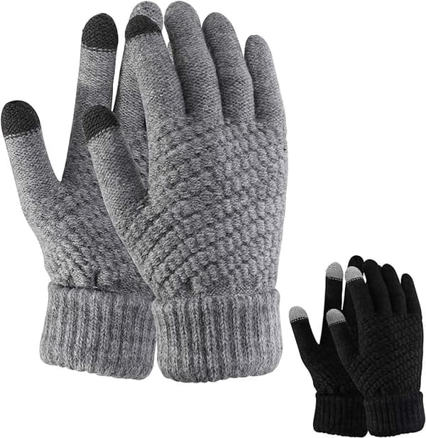 2 par kvinders vinterstrikkede handsker, nogle varme handsker, touch
