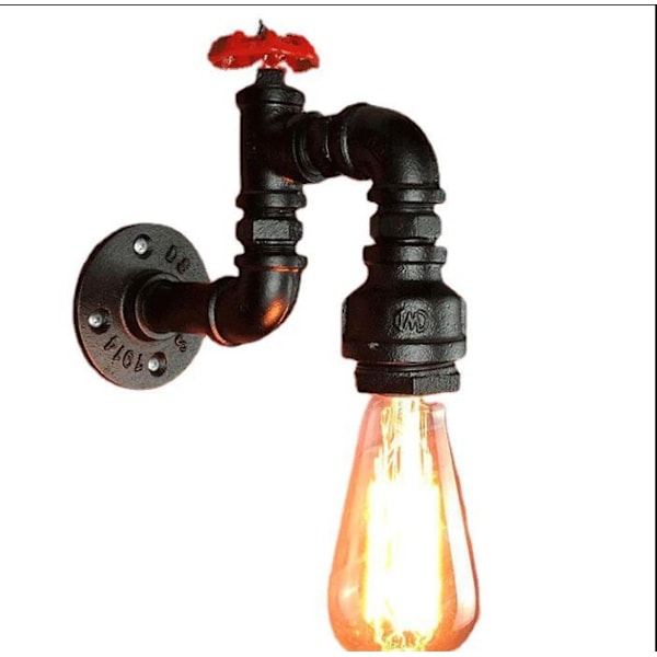 Loft Industrielt Vægskinne Rør Vandrør Retro Sort Jern Lysekrone Lampe Lys til Stue Soveværelse Restaura