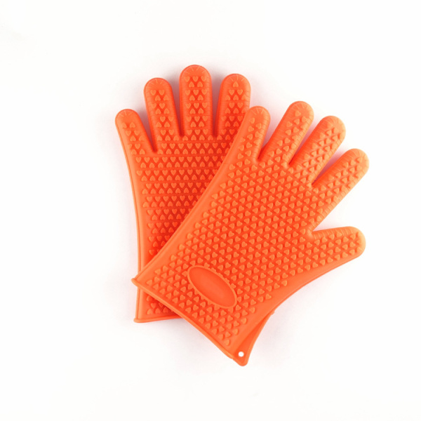 2 Silikon Kogehandsker til Køkkener og Grill, Sæt, Par, Grydelapper, Ovn Handsker Sort Orange W
