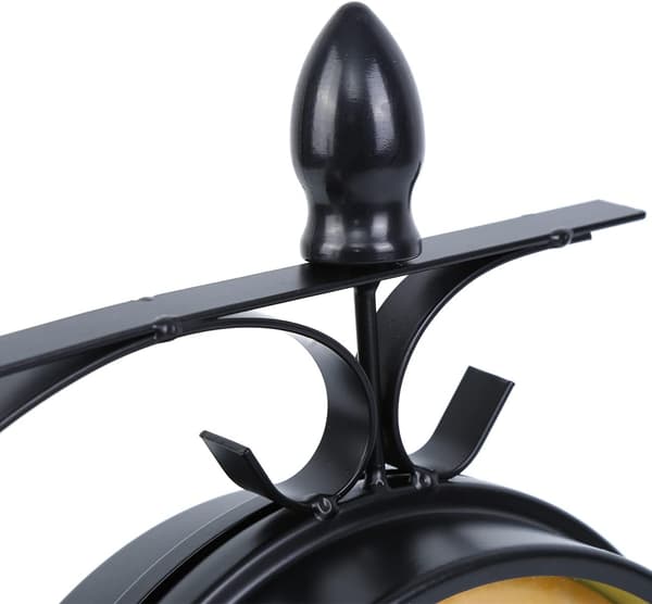 Svart modern väggklocka dubbelsidig klocka med stativ, 21,5 cm, Re