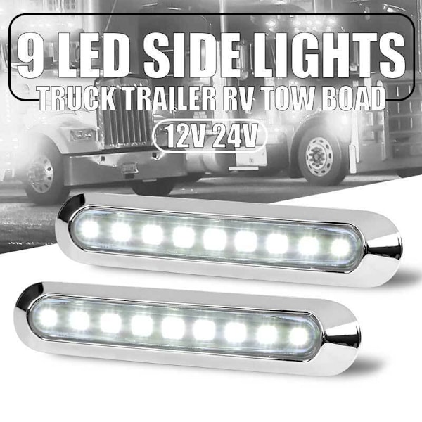 4 stk. Amber 9 LED Clearance Side Marker Lys til Lastbil Trailer R