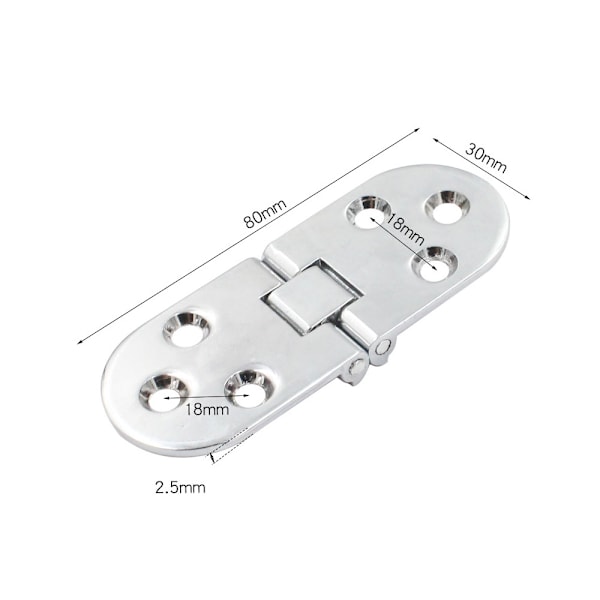 6 stk sammenleggbare flip-top hengsler, rustfritt stål 270 graders sammenleggbare runde kant bakklaff hengsel, brett bak
