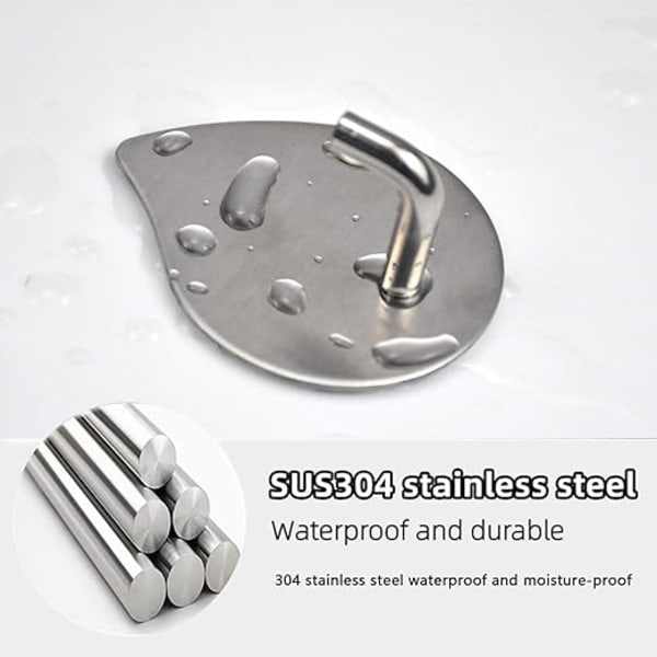 4 st (Silver) Självhäftande krokar, Självhäftande väggkrokar, Vattentäta rostfria krokar i rostfritt stål utan borrning för sovrum H