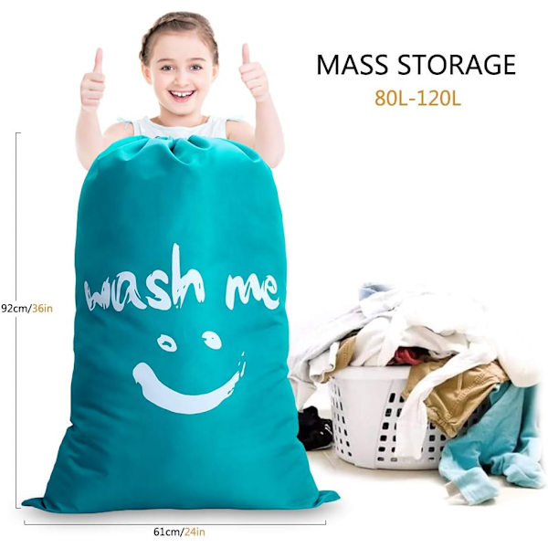 Blå Vaskesekk, Sett med 2 Store Foldbare Vaskesekker R Bag P