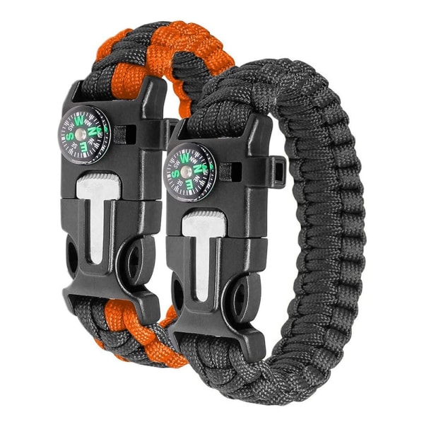 Paracord Armbånd (2 Pakke) - Justerbar - Brandstarter - Høj fløjte - Pr