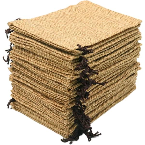 Khaki 30 kpl 10 x 15 cm pellavapussit, uudelleenkäytettävät lahjapussit, säkit kiristysnyörillä
