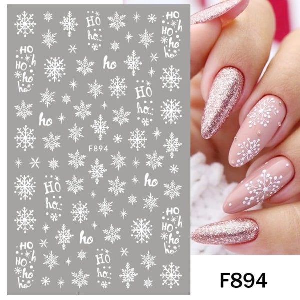 4 Nya Winter Snowflake Nail Art Stickers Jul Nyår Whit