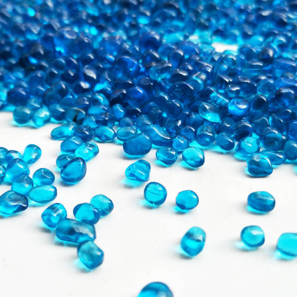 500g Sea Blue Glass Stones, Small Fire Glass Pebbles Artificial Crystal Gemstones Decorative Stones