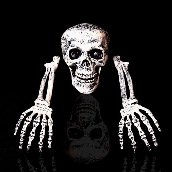 Halloween Deko Hodeskalle og Skjelettarmer, 3 stk. Realistisk Skjelett