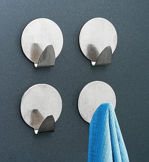 Runde Metallimærke-Krog til Hjemmet – 4 Styk, Badeværelse og Køkken