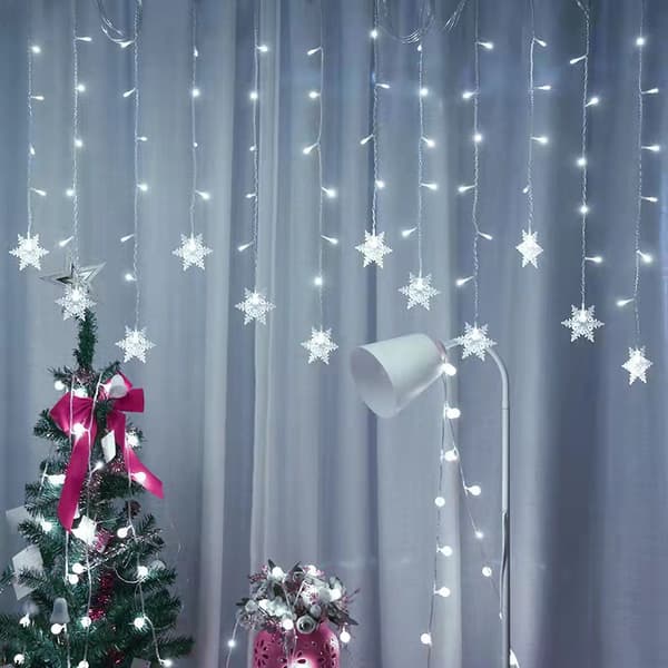 (Blå, 4m) LED Snefnug Isstribe Lys Julepynt Lys Snefnug G