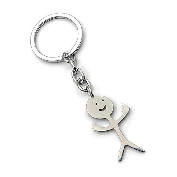 Sjov Smiley Face Figur Keychain med Tegnsprog - Finger Stickman - Sød Trendy Taske/Bilnøglevedhæng - Pargave Y