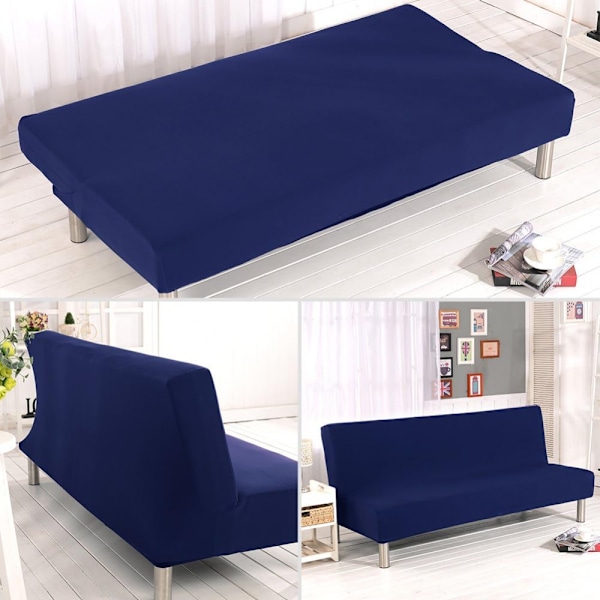Armlös soffa sängöverdrag (mörkblå) stretch futonöverdrag sofföverdrag soffa futon möbler pro