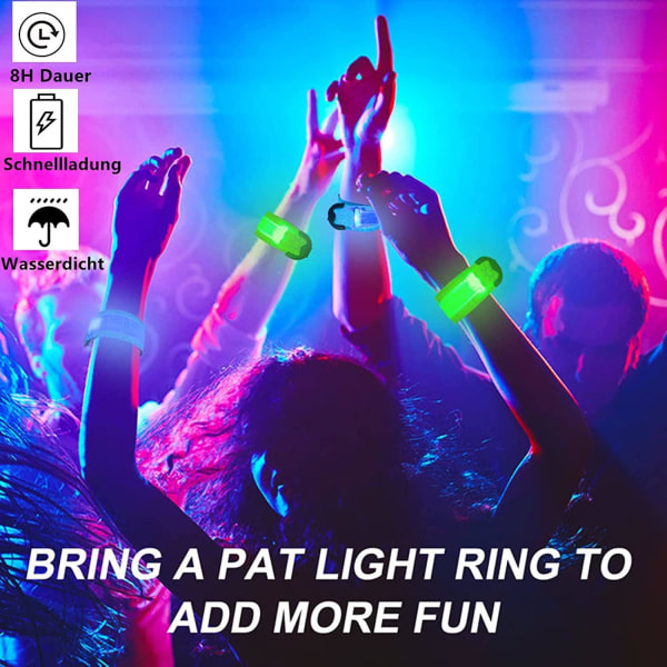 2 Pack Rechargeable Upgraded LED Light Up Wristbands, 2 USB Refle