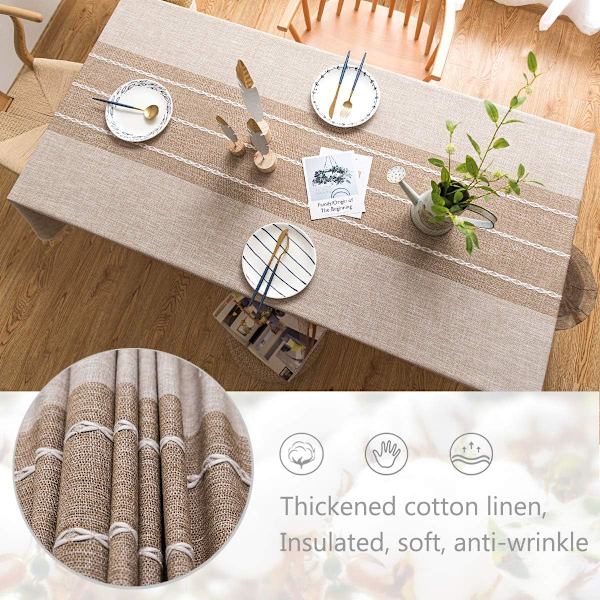 140x220cm Rektangulær Bomulls- og Linduk Solid Embroide I
