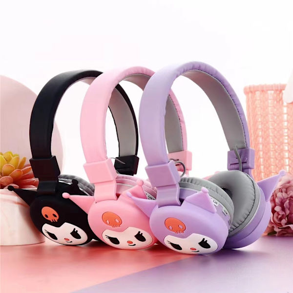 Sööt Sanrio Kuromi -kuulokkeet, lasten sarjakuva-anime Bluetooth -langattomat kuulokkeet, taitettavat pehmeät korvatyynyt B