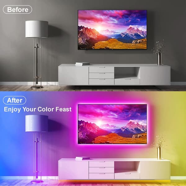 5M LED-lysstripe, Bluetooth-stemningslysstripe for TV, selvklebende LED-lysstripe med