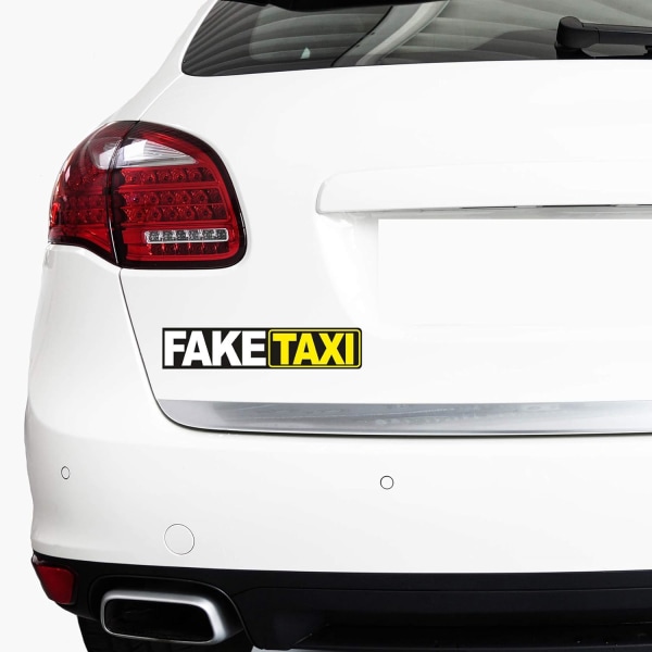 2 klistremerker med påskriften «Faketaxi» på 13 x 2,7 cm, holografisk effekt, for biler, motorsykler, busser og tilhengere, biltilbehør