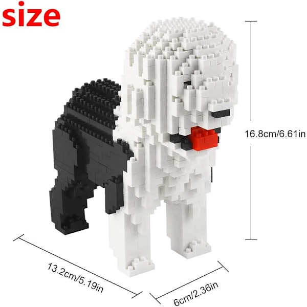950 Stycken Bobtail Hund Mikrobyggstenar, Djur Mini Block Leksak Set KLJM-02 (Bobtail) C