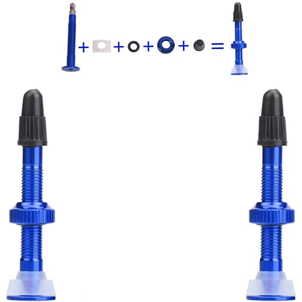 2 st Tubeless Ventil Stam MTB Cykel Blå Aluminium Legering