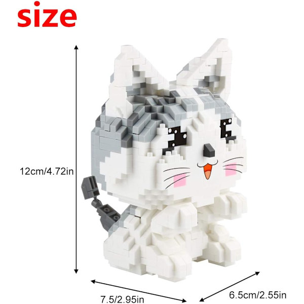 1022 Stycken Katt Mikrobyggstenar, Djur Miniblock Leksakssats KLJM-02 (Katt, Modell 2284) B