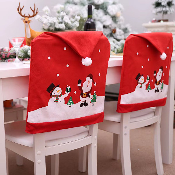 Set of 6 Christmas Chair Covers with Santa Hat