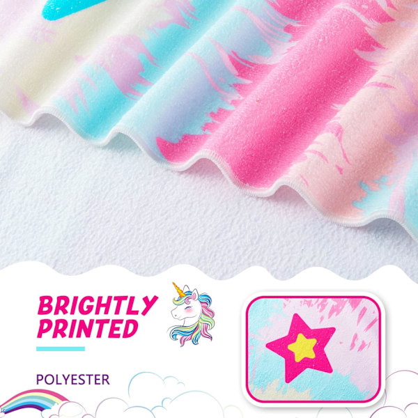 Tie-dye enhörning barn strandhandduk - 70 x 150 cm regnbågsbadhanddukar för flickor Snabbtorkande Ultra Absorbe