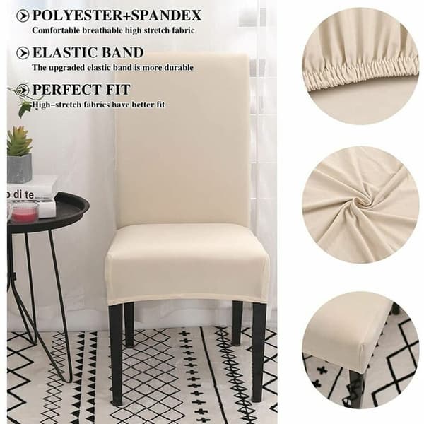 Set med 6 universella stretch stolsöverdrag - Modern - Vit
