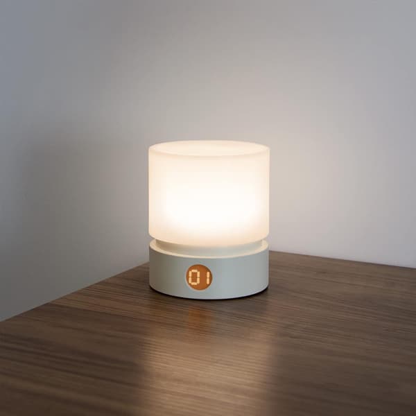Hvit nattlys med timer, liten nattbordlampe, L J