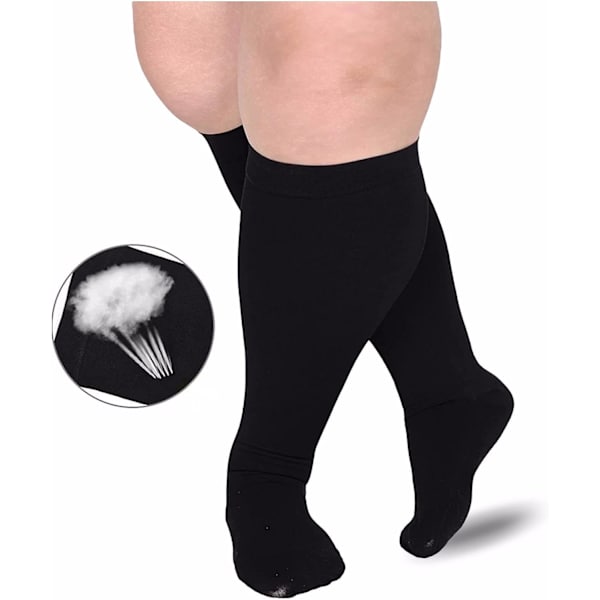 Plus Size 7XL Kompressiosukat - Musta, Leveä Vasikka, Lääketieteellinen Tukikompressiosukat Varicose Veinsille Miehille ja Naisille R