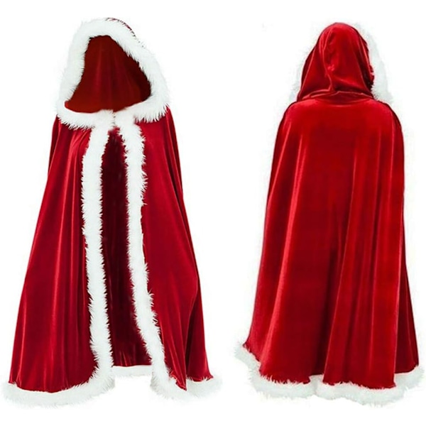 (Rød, 120cm) Julekostume Kappe Multi Brug Jule Cardigan Luksus Flanel Hættekappe til Feriefest M
