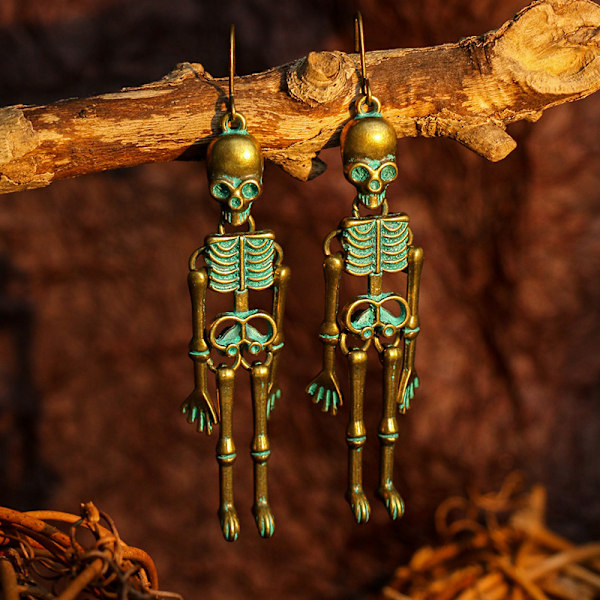 Brons dödskalle örhängen Halloween mörk stil gotisk retro