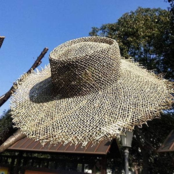 Vogue Damhatt i halm för kvinnor, hopfällbar strandhatt