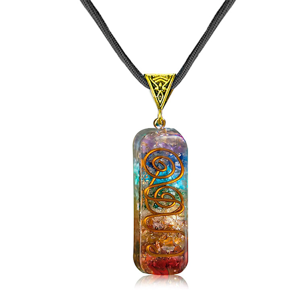 7 Chakra Halskjede med Regnbue Krystaller Orgone Energimaker for Balansering 7 Chakraer, Meditasjon