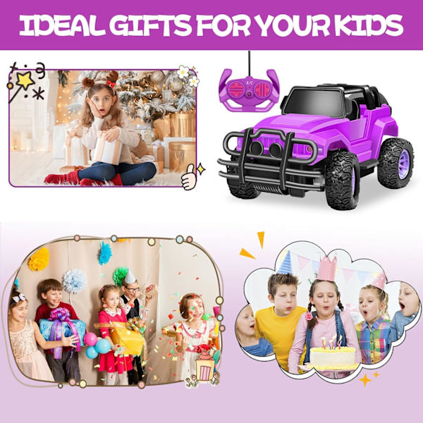 Radiostyrd Bil RC Racing Bilar, 1:18 Skala Radiostyrd Monstertruck, 2.4Ghz LED Ljus Off-Road Rc Bilar (Purple)