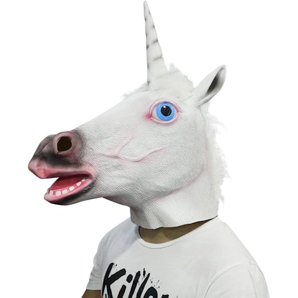 Halloween Horror Head Mask Unicorn Latex Animal Mask for Halloween Masquerade Party (Unicorn)