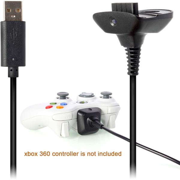 Xbox 360 -langaton ohjain -kaapeli USB -kaapelin pituus 150 cm - musta - yhteensopiva tuotteiden kanssa