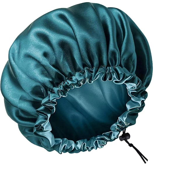 (Dark green) 1 piece of sleeping cap, single color, double layer, elastic beauty cap, portable curly