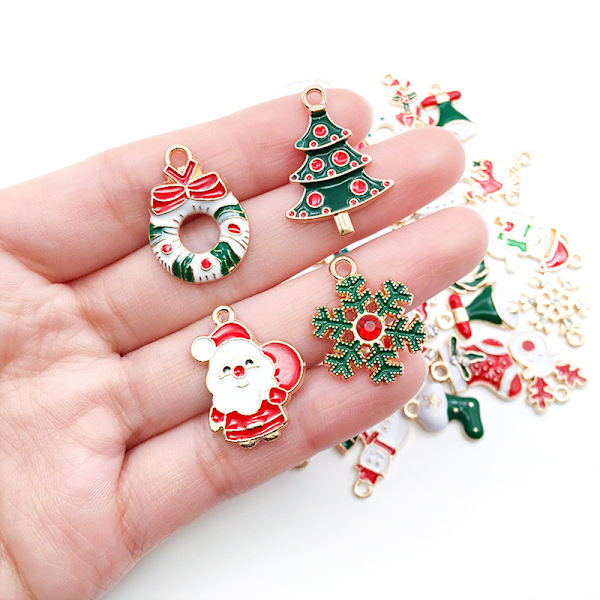 20-pack Blandade Julhängsmycken DIY Smycken, Resin Miniatyr, Resin Tillbehör, Tomte Snö