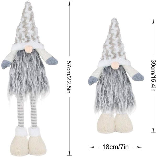 Hvite Julepynt Julenissen Nisse Tomte 57cm Høy, Dukke Ornament Julenisse Svenske Figurer, Skandinavisk