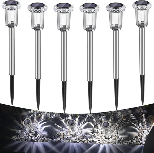Auting solcellslampor för utomhusbil, 6-pack, kallvitt, vatten