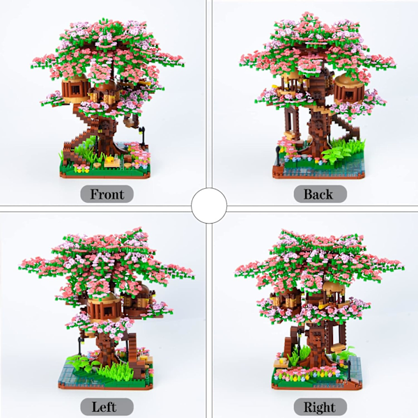 (2318 Stycken) Mini Körsbärsblommande Bonsai-träd Byggklossar Set, Sakura Botanisk Samling Byggset för Vuxna P