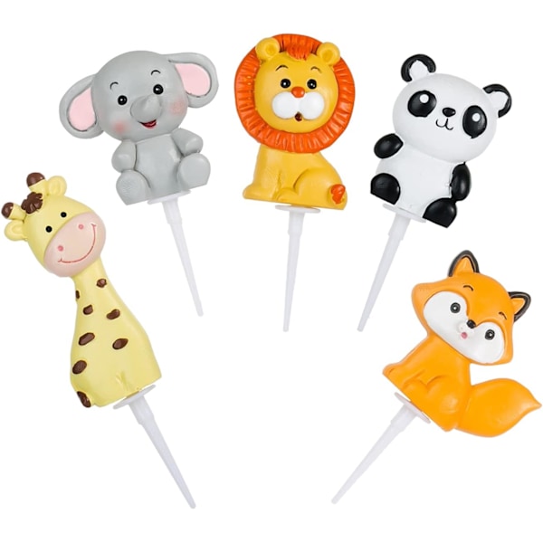 5 stk Sukkerfigurer Dyr Skogen Kake Topper Jungel Dyrehage Safari Cupcake Topper Jungel Kake Topper Tannpirker For