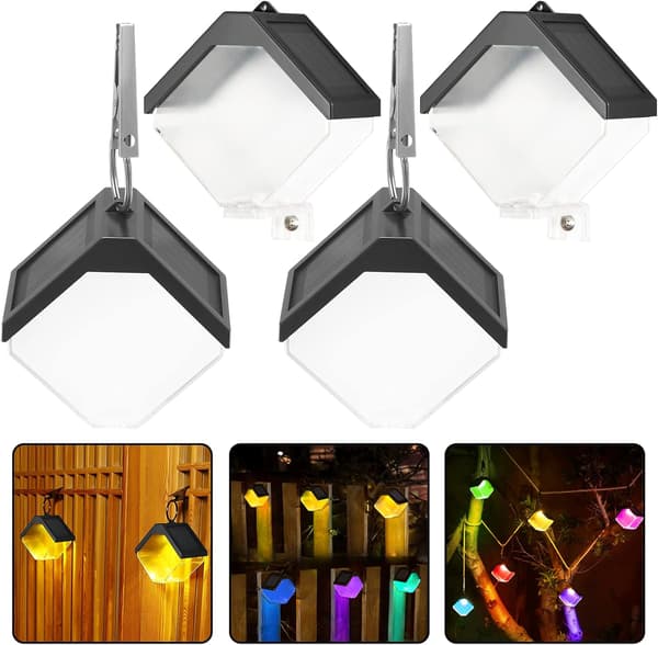 4-pak solcellelamper for utendørs hage - 2 moduser vanntett solcelle
