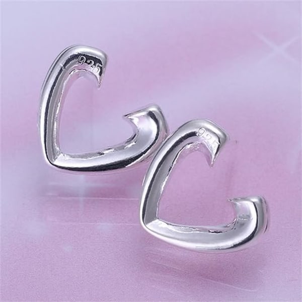 Fashion 925 Sterling Silver Plated Heart Stud Earrings Classic D