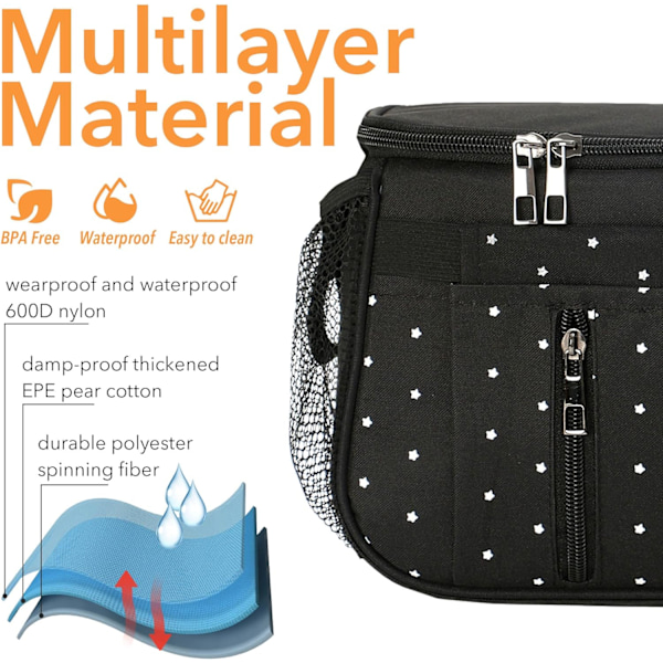(Black Star - L) Baby Stroller Opbevaringspose, Universal Vandtæt P