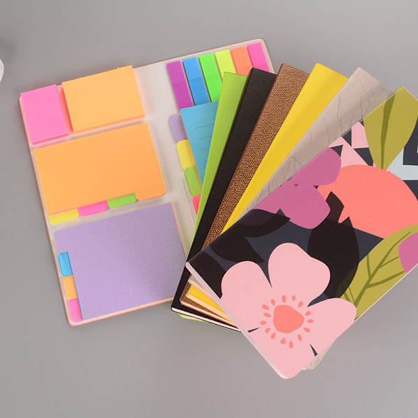 Förpackning med 200 självhäftande lappar, 7 Post It-typer, med skrivbara etiketter,
